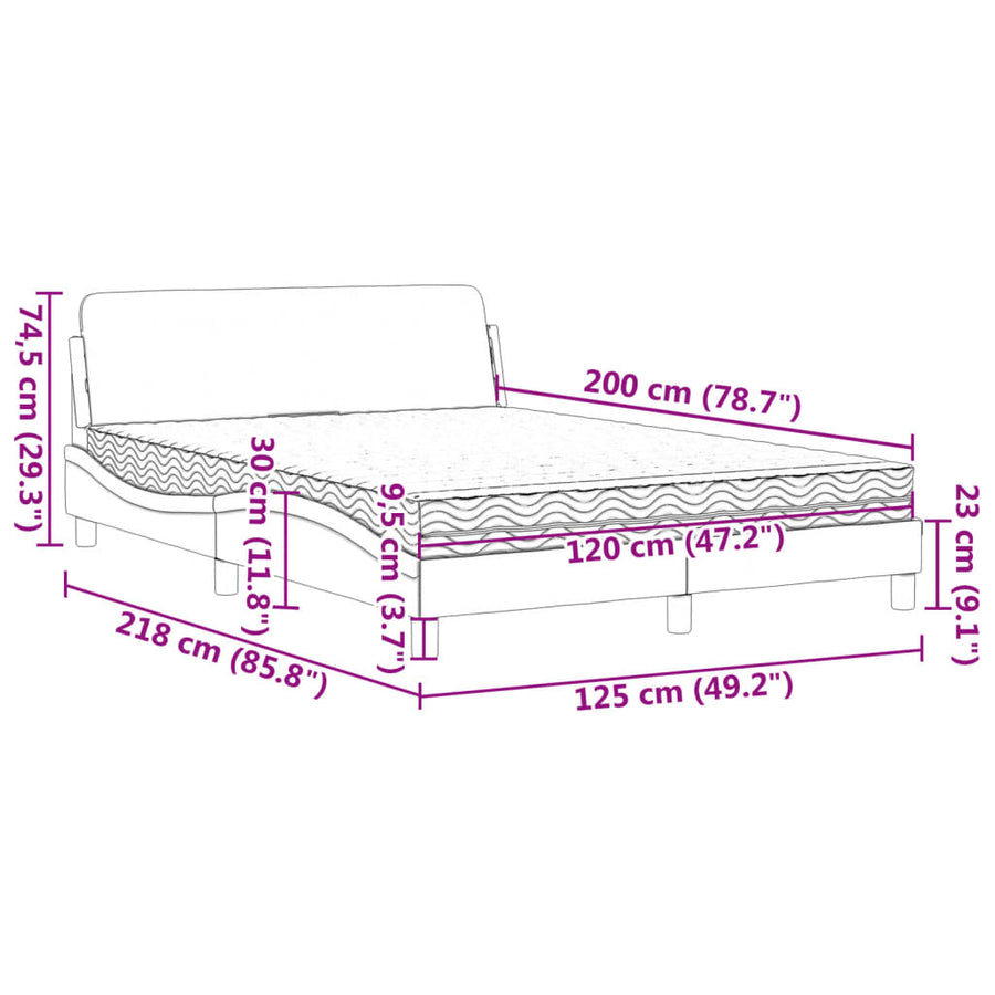 Bed met matras stof donkergrijs 120x200 cm