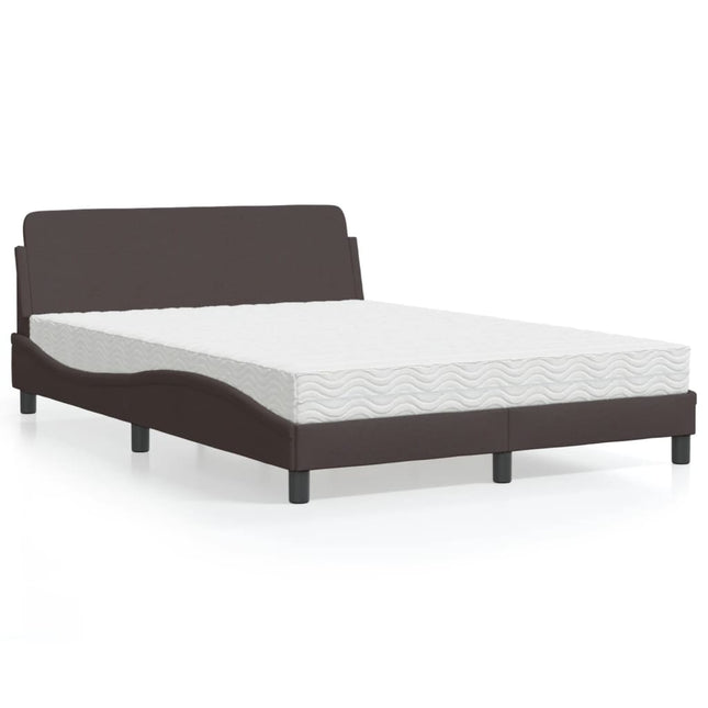 Bed met matras stof donkerbruin 120x200 cm