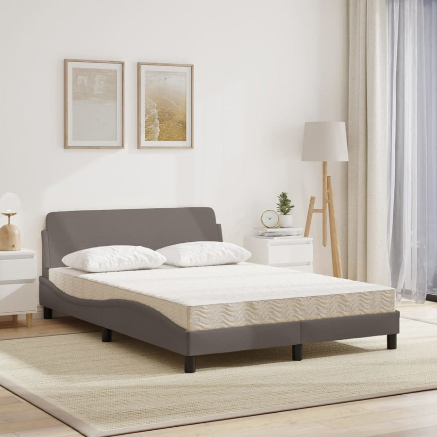 Bed met matras stof taupe 120x200 cm