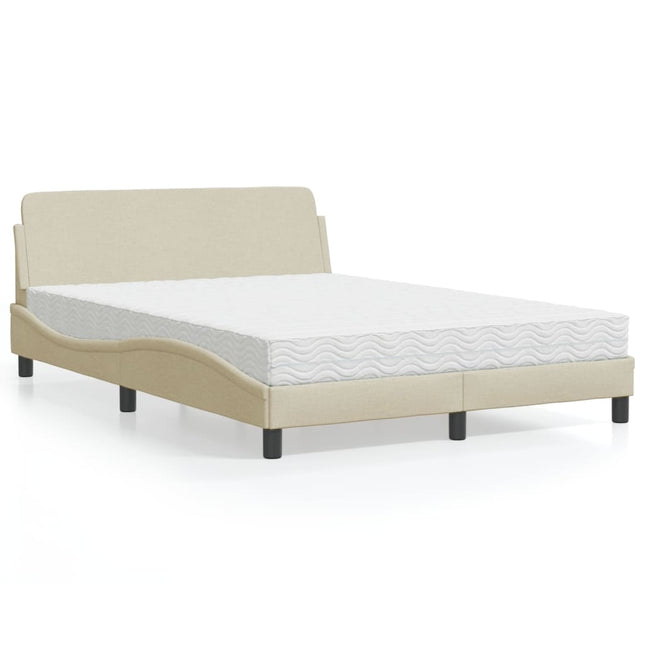 Bed met matras stof crèmekleurig 120x200 cm