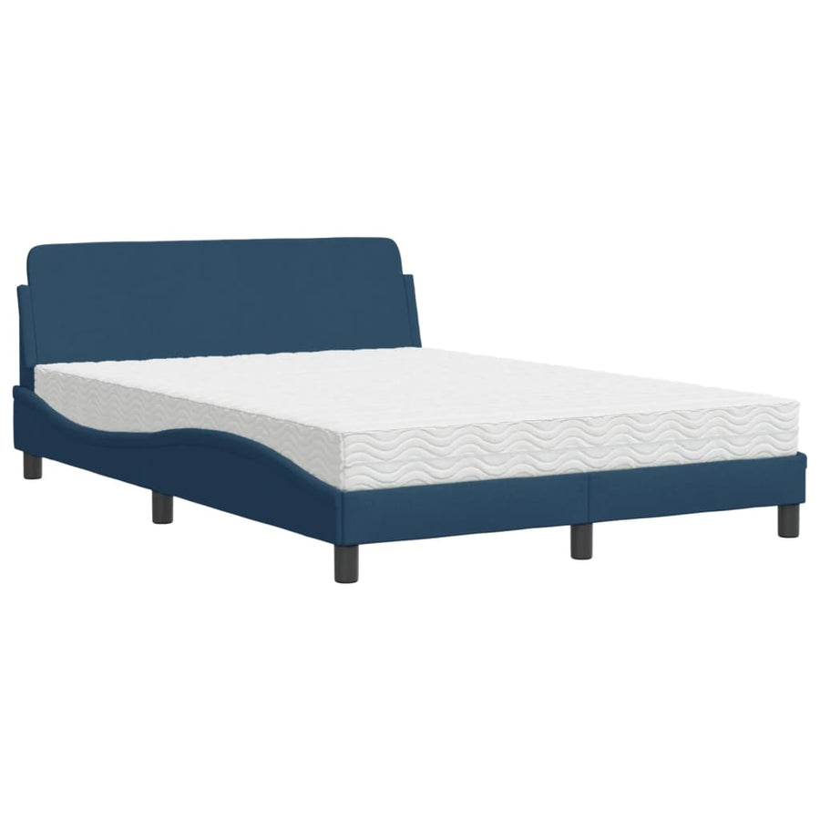 Bed met matras stof blauw 120x200 cm