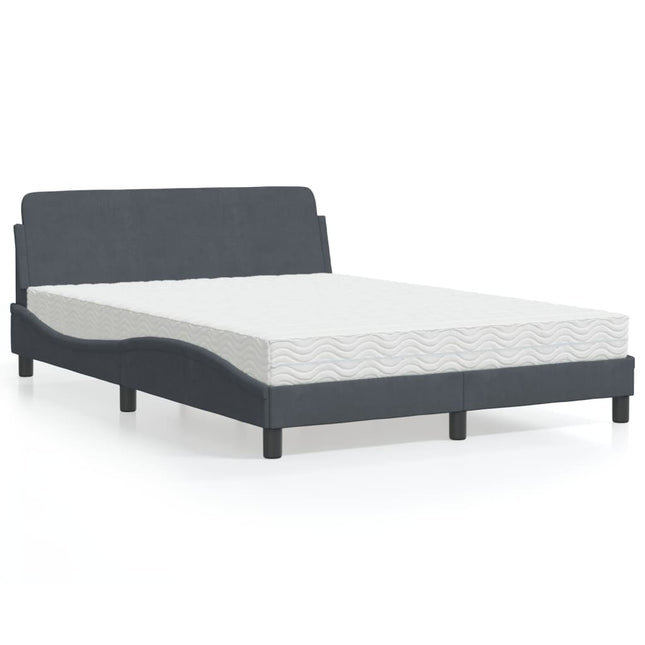 Bed met matras fluweel donkergrijs 120x200 cm