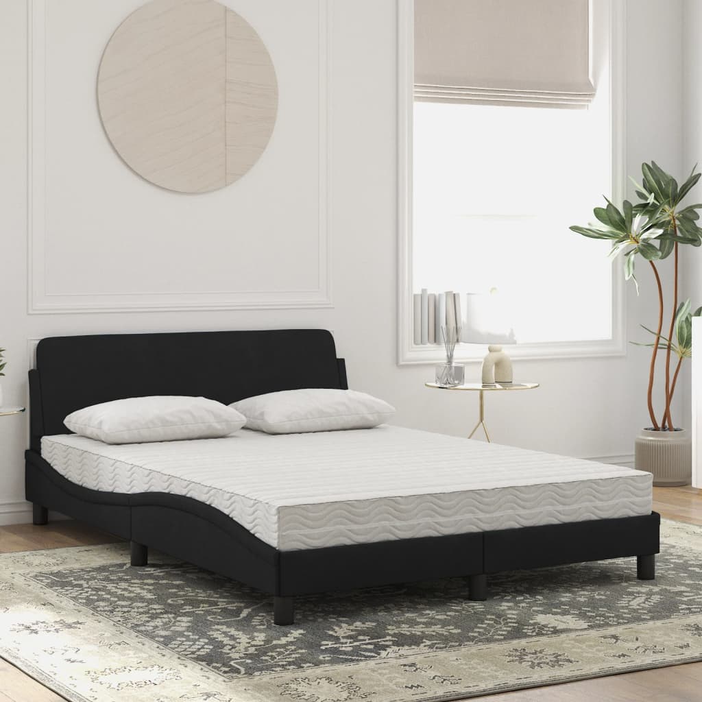 Bed met matras fluweel zwart 120x200 cm