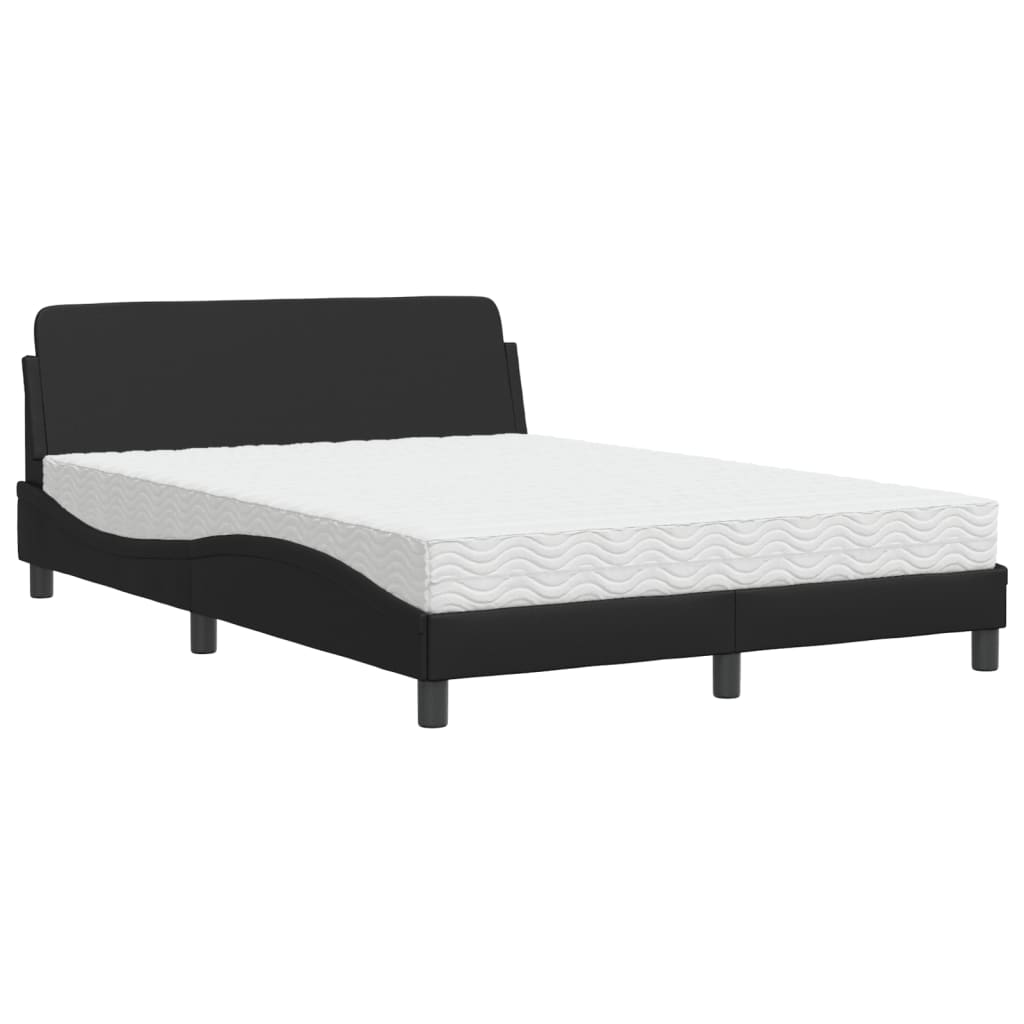 Bed met matras kunstleer zwart 120x200 cm