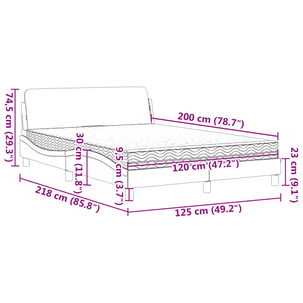 Bed met matras kunstleer zwart 120x200 cm