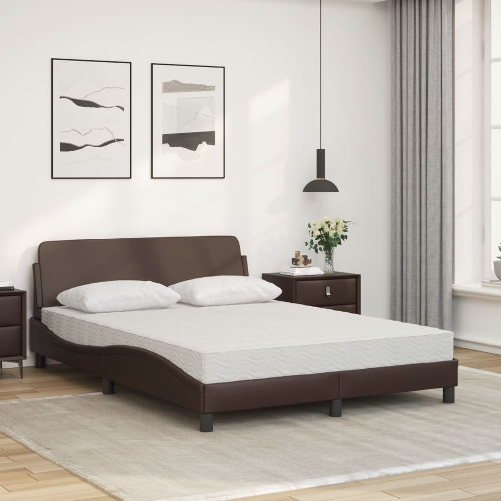 Bed met matras kunstleer bruin 120x200 cm
