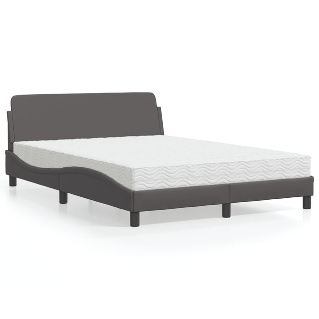 Bed met matras kunstleer grijs 120x200 cm