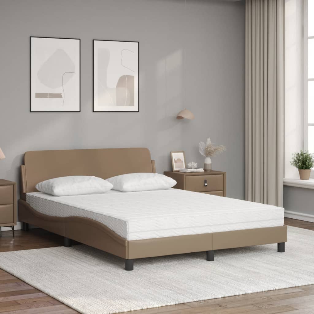 Bed met matras kunstleer cappuccinokleurig 120x200 cm