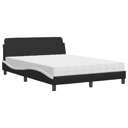 Bed met matras kunstleer zwart en wit 120x200 cm