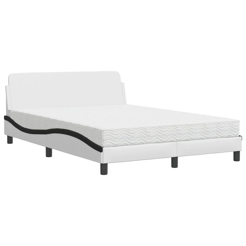Bed met matras kunstleer zwart en wit 120x200 cm