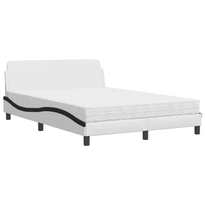 Bed met matras kunstleer zwart en wit 120x200 cm