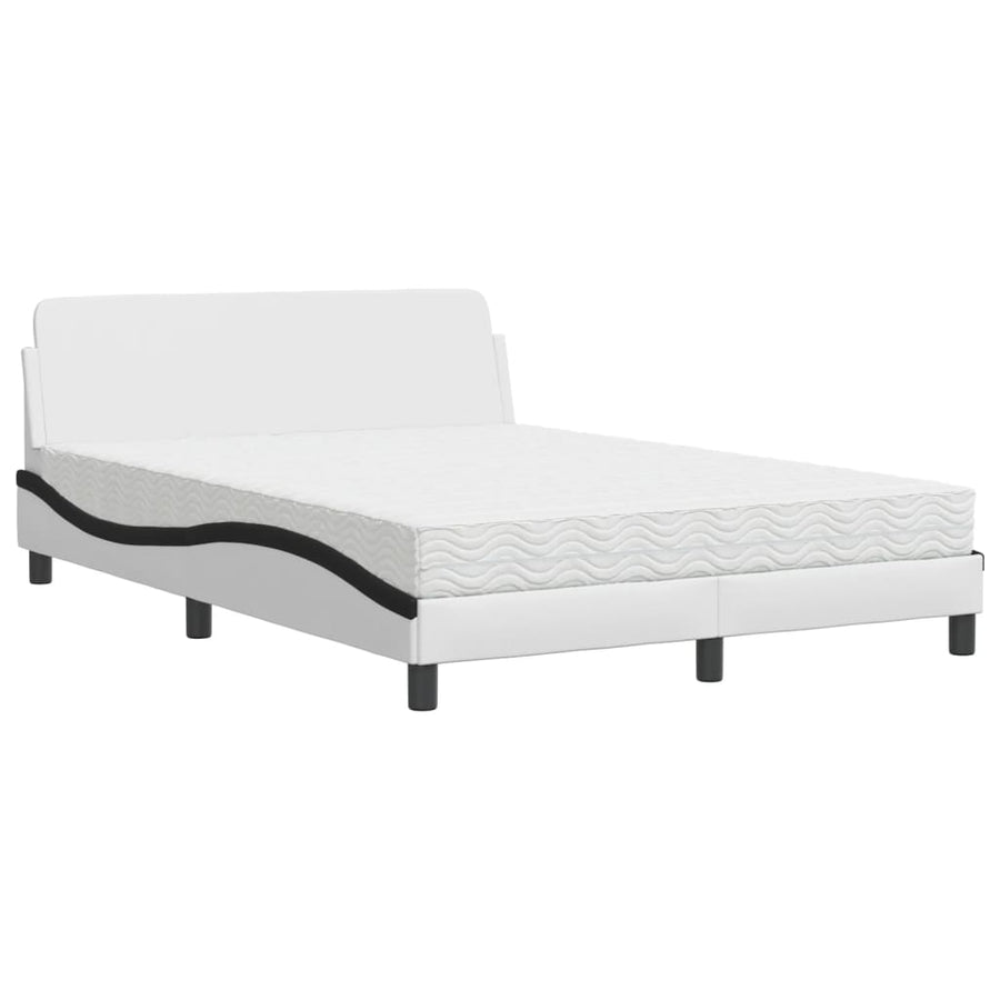 Bed met matras kunstleer zwart en wit 120x200 cm