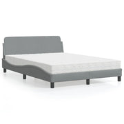 Bed with mattress "Dover" light grey fabric 140x190 cm