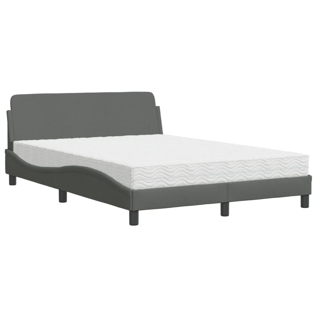 Bed met matras stof donkergrijs 140x190 cm