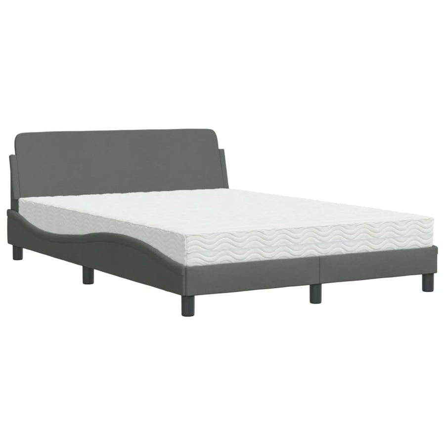 Bed met matras stof donkergrijs 140x190 cm