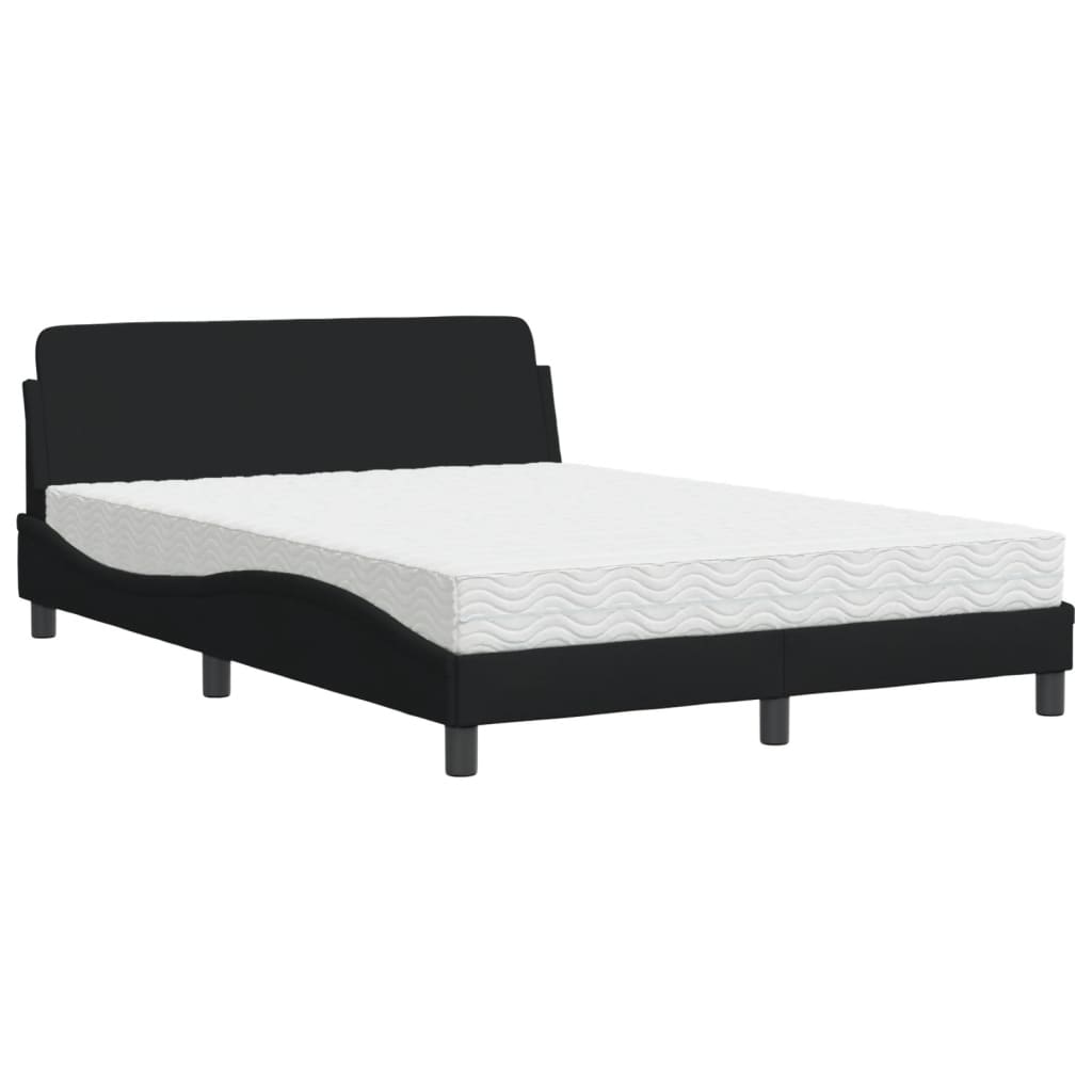 Bed met matras stof zwart 140x190 cm