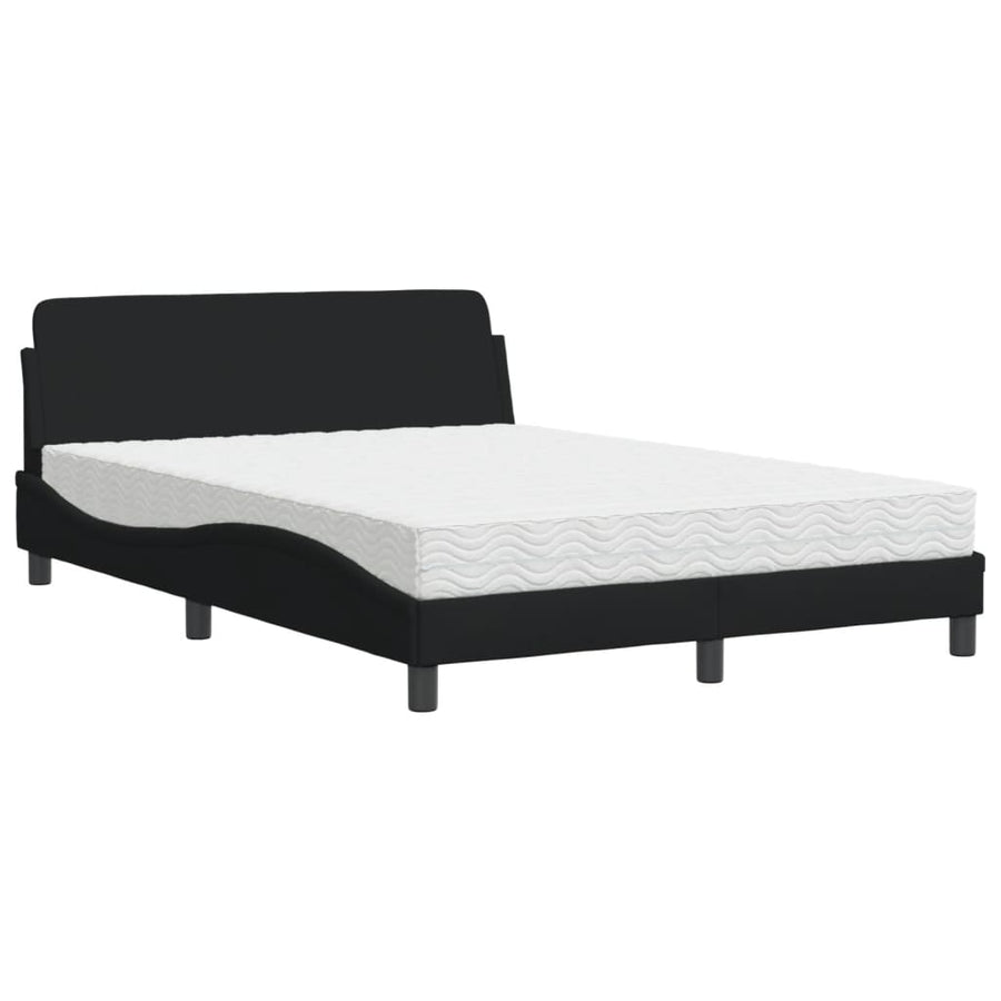 Bed met matras stof zwart 140x190 cm