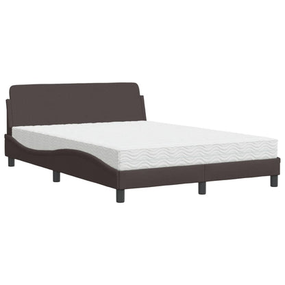 Bed met matras stof donkerbruin 140x190 cm