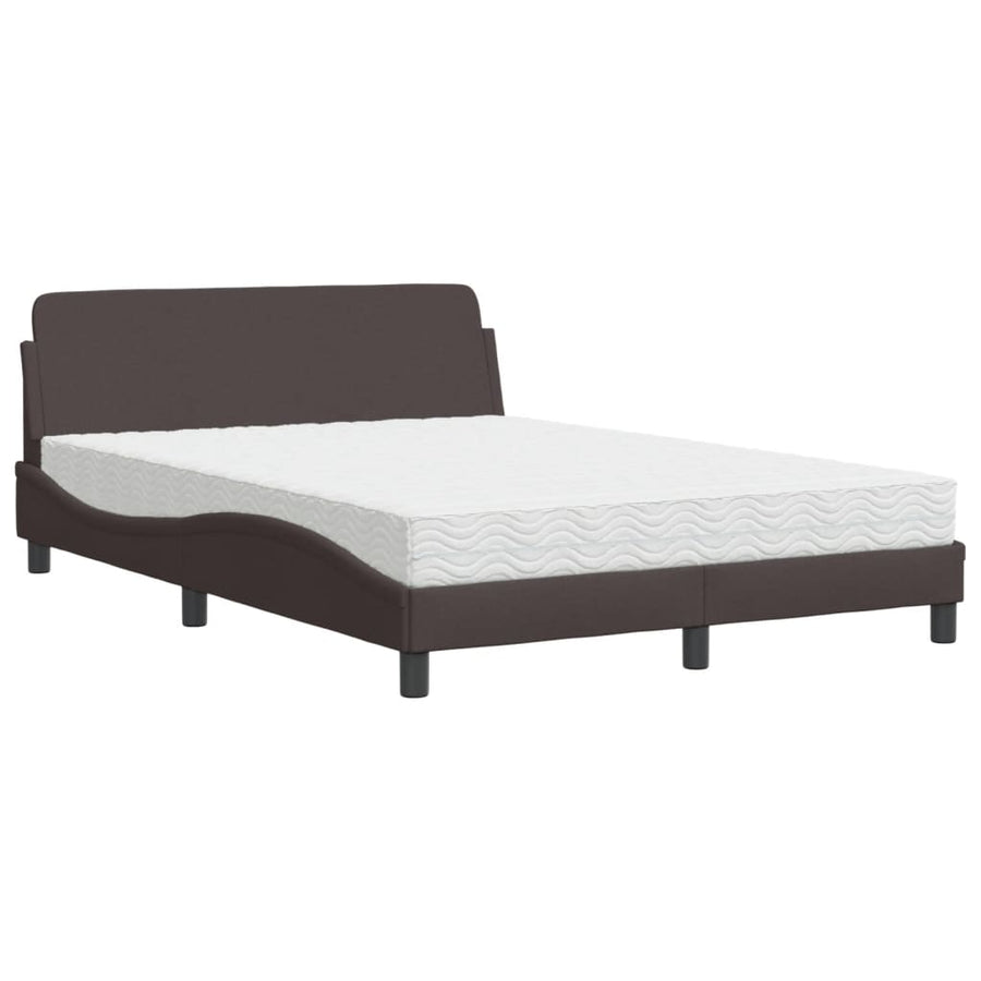 Bed met matras stof donkerbruin 140x190 cm