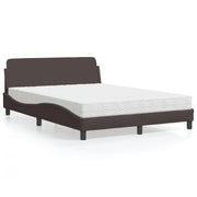 Bed with mattress "Dover" dark brown fabric 140x190 cm