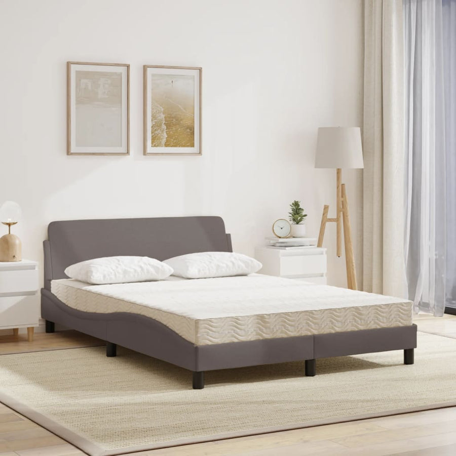 Bed met matras stof taupe 140x190 cm