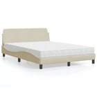 Bed met matras stof crèmekleurig 140x190 cm