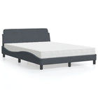 Bed met matras fluweel donkergrijs 140x190 cm