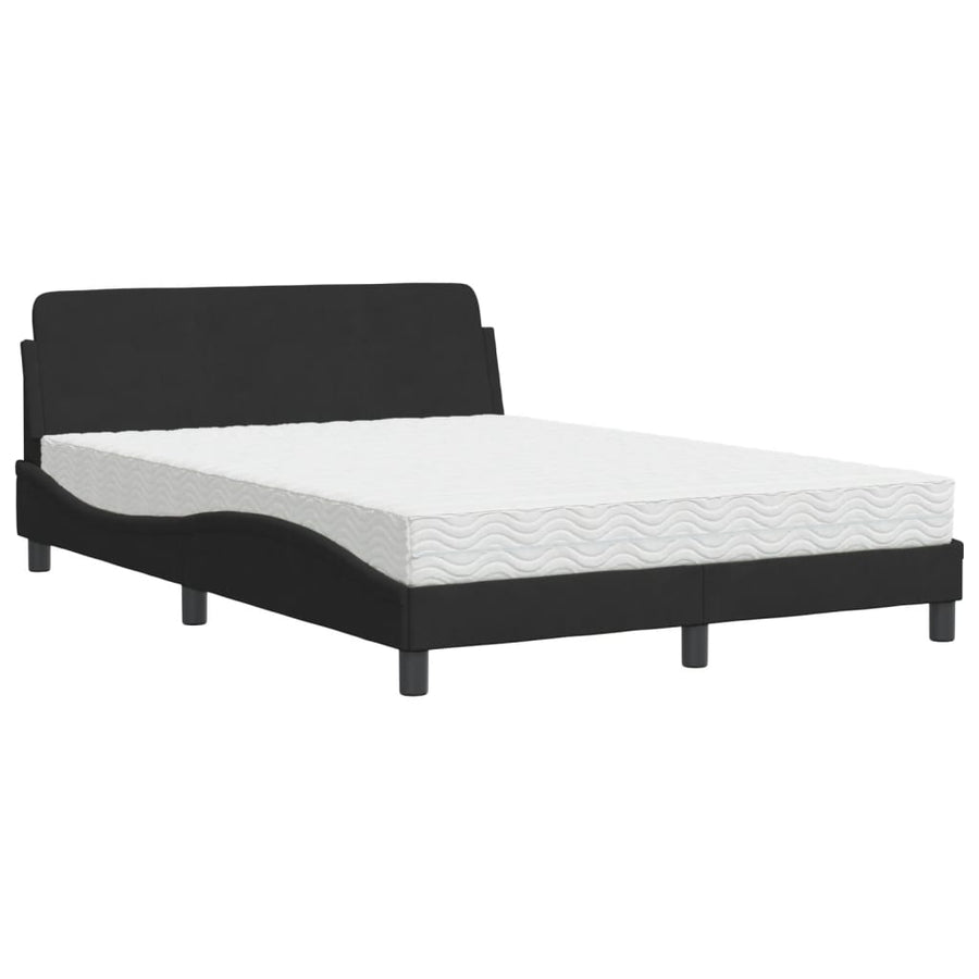 Bed met matras fluweel zwart 140x190 cm