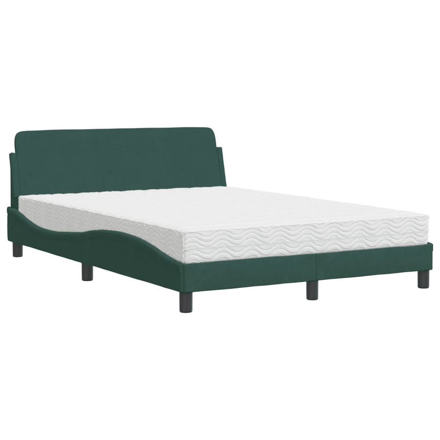 Bed met matras fluweel donkergroen 140x190 cm