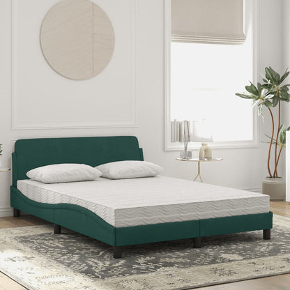 Bed met matras fluweel donkergroen 140x190 cm