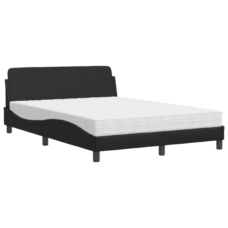 Bed met matras kunstleer zwart 140x190 cm