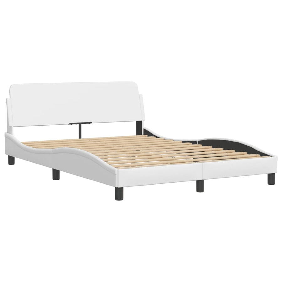 Bed met matras kunstleer wit 140x190 cm