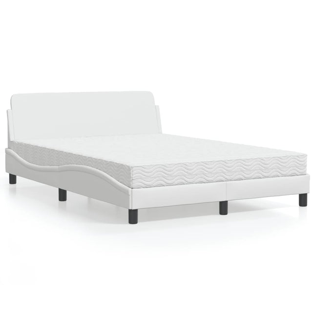 Bed met matras kunstleer wit 140x190 cm