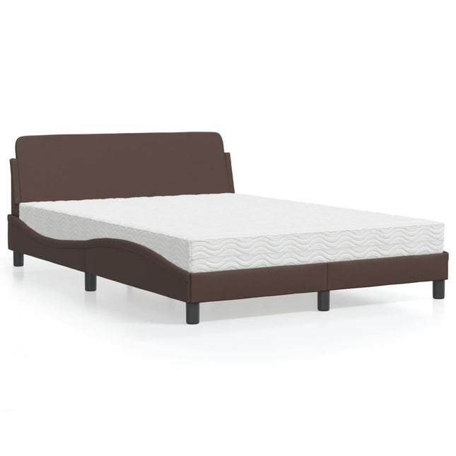 Bed met matras kunstleer bruin 140x190 cm