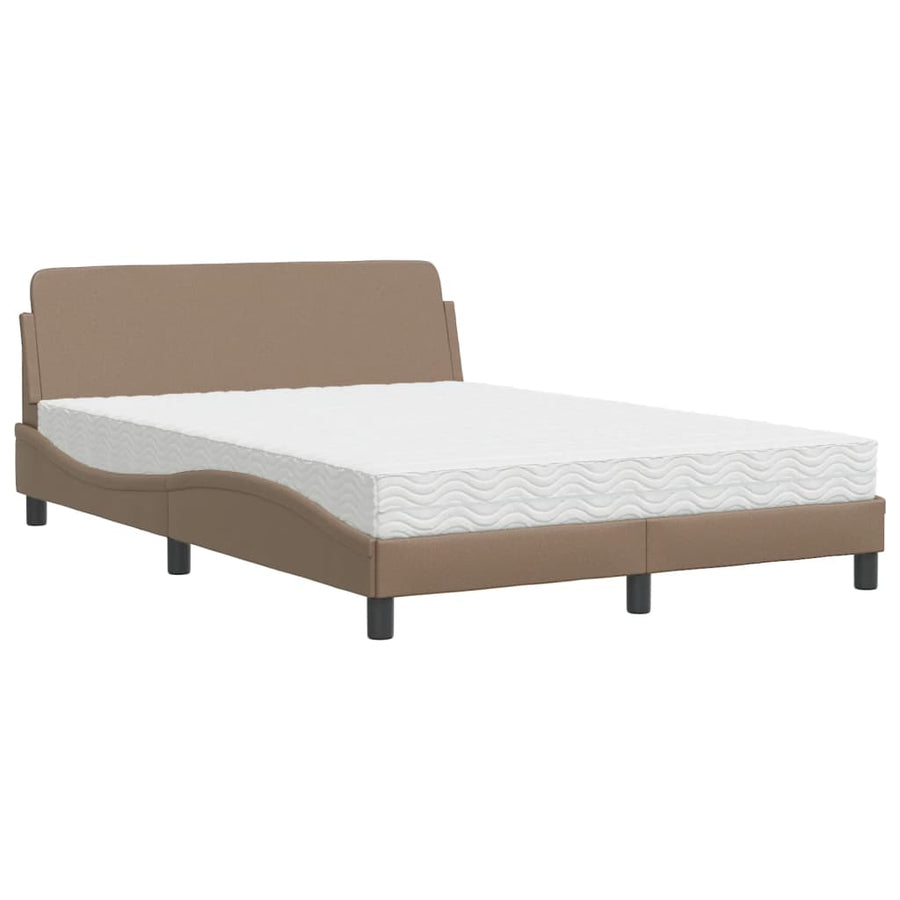 Bed met matras kunstleer cappuccinokleurig 140x190 cm
