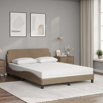 Bed met matras kunstleer cappuccinokleurig 140x190 cm