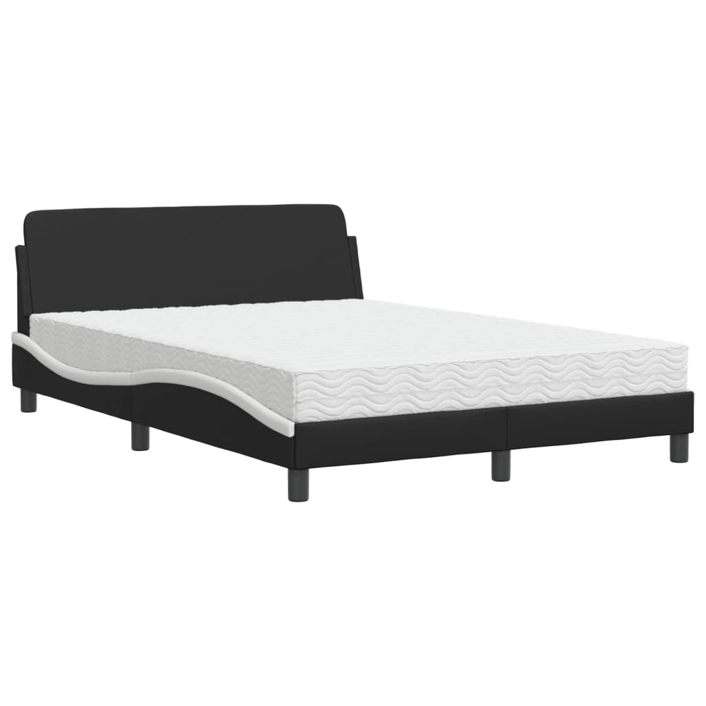 Bed met matras kunstleer zwart en wit 140x190 cm