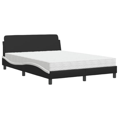 Bed met matras kunstleer zwart en wit 140x190 cm