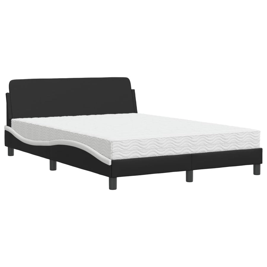 Bed met matras kunstleer zwart en wit 140x190 cm