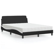 Bed met matras 140x190 cm kunstleer zwart wit