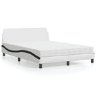 Bed met matras kunstleer wit en zwart 140x190 cm