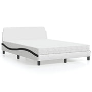 Bed met matras 140x190 cm kunstleer wit zwart