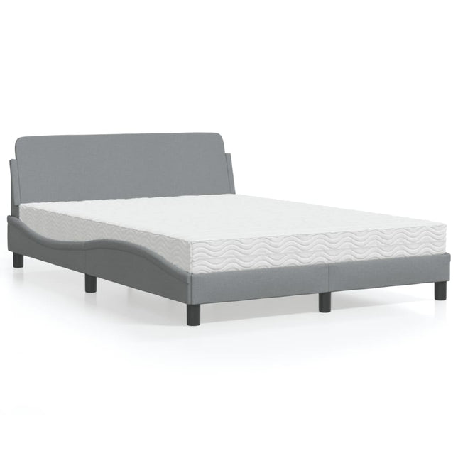 Bed met matras stof lichtgrijs 140x200 cm