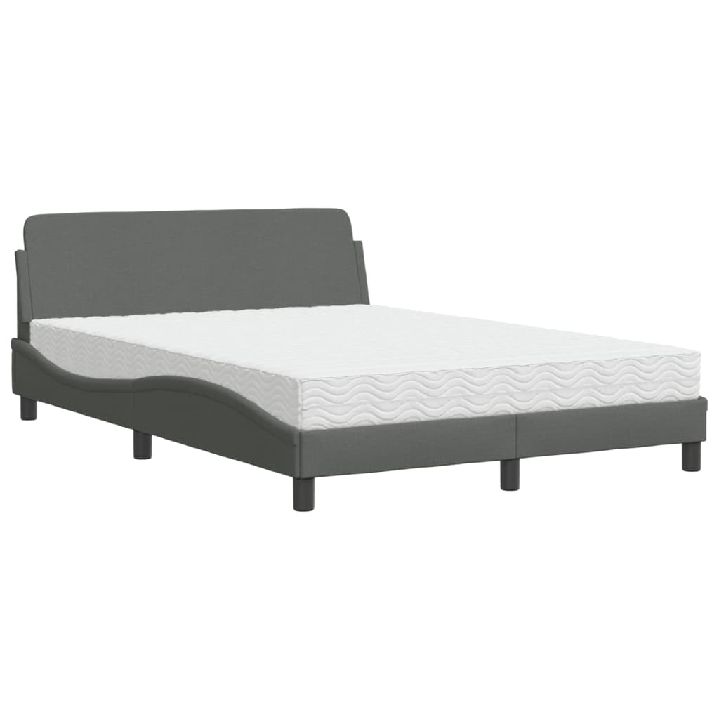 Bed met matras stof donkergrijs 140x200 cm