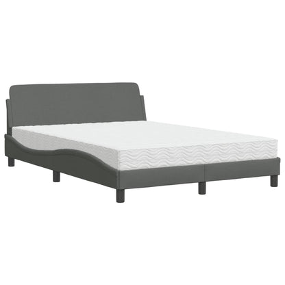 Bed met matras stof donkergrijs 140x200 cm