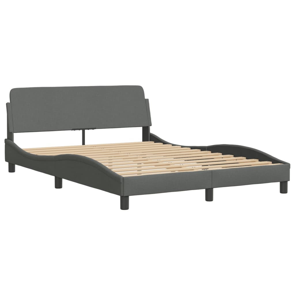 Bed met matras stof donkergrijs 140x200 cm