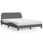 Bed met matras stof donkergrijs 140x200 cm