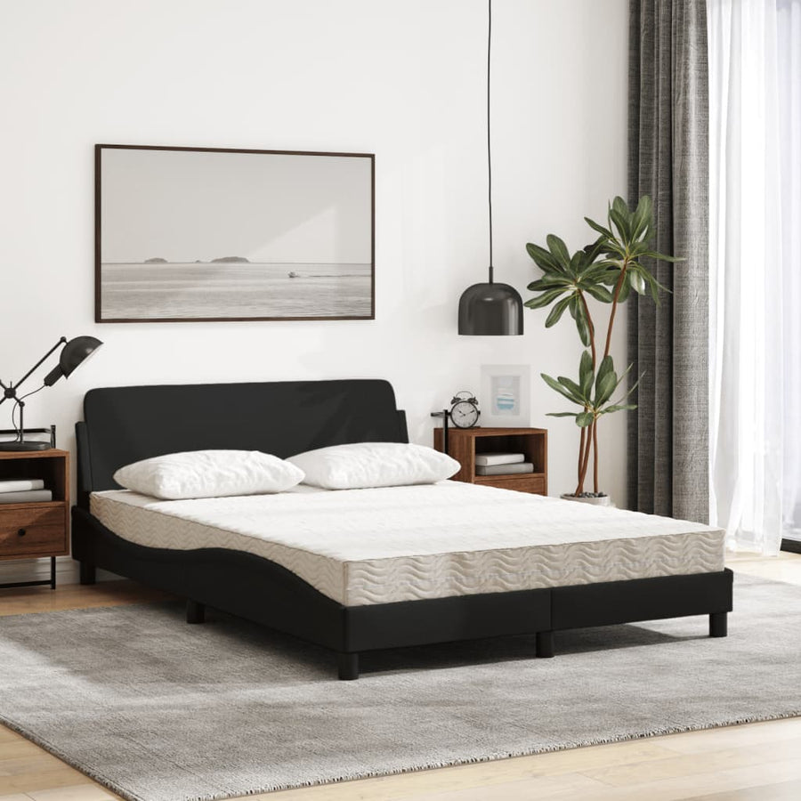 Bed met matras stof zwart 140x200 cm