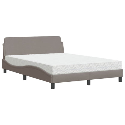 Bed met matras stof taupe 140x200 cm