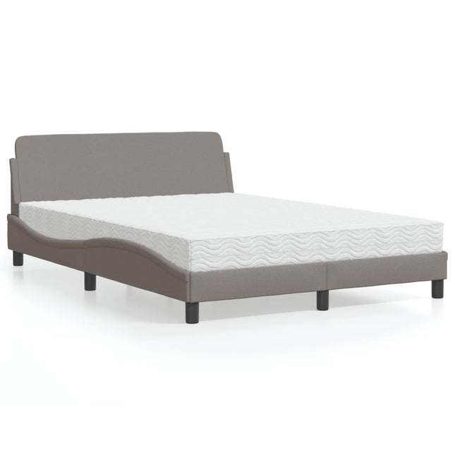 Bed met matras stof taupe 140x200 cm